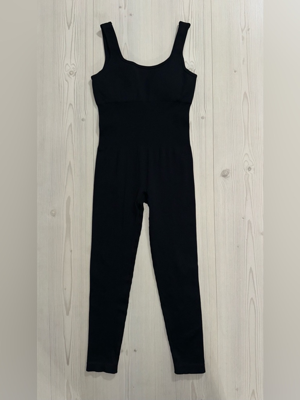 Black Ribbed Tank Jumpsuit